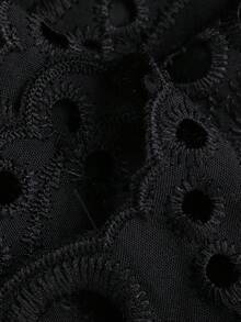 Livesso Women's Loose Casual Hollow Embroidery Pattern Dress, Suitable For Music Festival, Valentine's Day, Wedding, Beach Vacation, Deep V-Neck Sleeveless Dress, Spring/Summer - Black - View 8