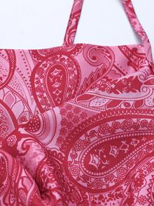 Rafferiza Bộ áo liền quần in họa tiết Paisley phong cách Bohemian - Màu Đỏ Sâu - Xem 4