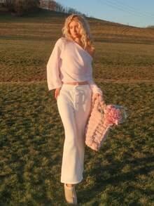 Sydney Algeri 新款秋冬柔软甜美休闲宽松毛绒针织套头衫女 - 粉色 - 查看 4