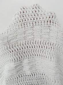 SHEIN Elenzya Sleeveless V-Neck Hollow Out Fitted Bodycon Dress With Metal Button Pockets Textured Elegant Sweater Dress - White - View 7