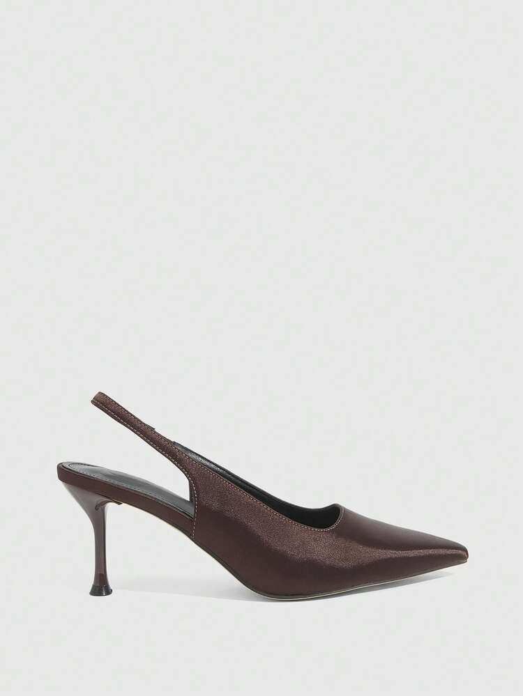 CUCCOO SZL Women's Pointed Toe Satin Slingback High Heel Pumps, Elegant Commuter Style, Suitable For Work And Everyday Wear, All Season