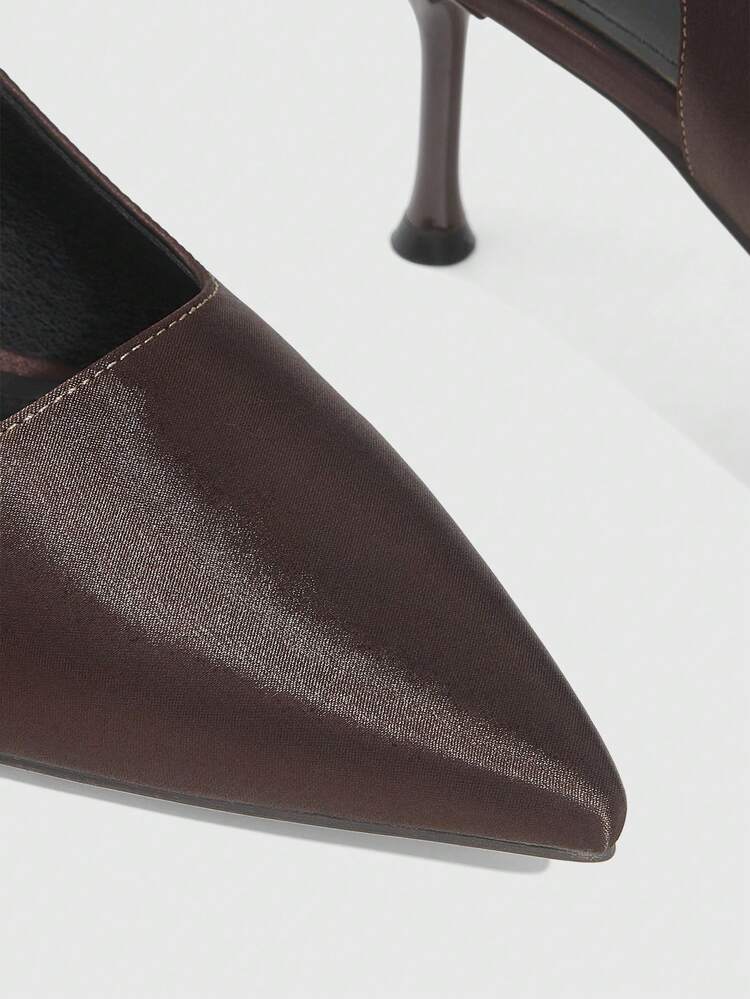 CUCCOO SZL Women's Pointed Toe Satin Slingback High Heel Pumps, Elegant Commuter Style, Suitable For Work And Everyday Wear, All Season