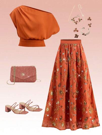 Ellevyn 2pcs Women's Elegant Party/Wedding Dress Set, High-End Formal Attire  Red Dresses For Women  Halloween Costumes For Women    Sequin Sparkly Suit    Party Nnew Year Clothes Hristmas Women's Clothing  Autumn Winter Women Cherry Outfit 70s Outfit Sunset Color Outfit Orange Outfit Burnt Orange Outfits Elegant Dresses For Party  Christmas Outfit For Women  New Year Women Elegant Dresses For Party Casual Outfit For Women   Spring Outfit Women   Summer Outfits