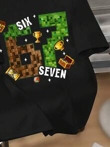 Tween Boy Casual Minimalist, Fashion Classic, Cool Style, Number 67, American Retro, Sports Style, Number "67" Print Casual Short Sleeve Round Neck T-Shirt, Suitable For Spring And Summer