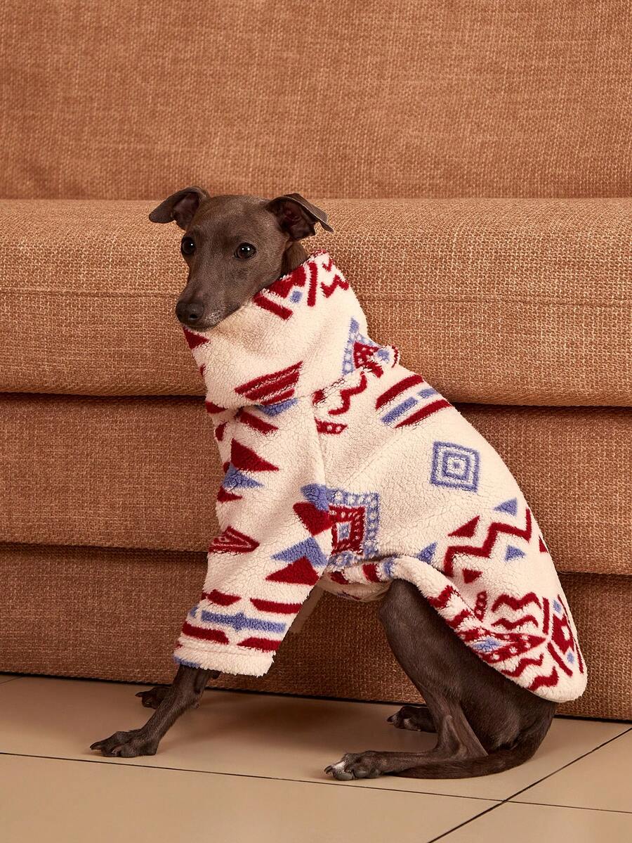 PETSIN Pawparrel 1pc Pet Autumn/Winter Double Sided Plush Elastic Comfortable Warm Fabric High Neck Dog Sweatshirt - Multicolor - View 1