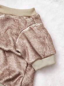 PETSIN 1 Pc Brown Teddy Bear Round Face Printed Flannel Sweatshirt, Autumn And Winter Thick Warm Pet Clothing - Multicolor - View 6