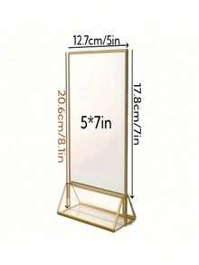 1 Stück goldfarbener transparenter Acryl Tischkartenhalter. Goldfarben beschichteter Rand, beidseitig nutzbarer Menüständer. Acryl Fotorahmen, geeignet für: Hochzeit, Getränke, Restaurant, Bankettbeschilderung, Preisschilder, Rezeptkarten-Präsentation im Geschäft. (Produkt mit Schutzfolie) - Verschiedenfarbig - Übersicht 12
