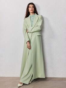 ZEYLAH Oversized Loose H-Line Long Blazer Jacket, Spring - Mint Green - View 6