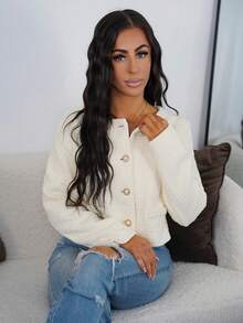 SAYEHFBABY 秋冬纯色纽扣前襟大衣 - 米色 - 查看 4