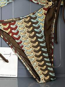 Swim Vcay 女士两件套泳衣，性感度假优雅浪漫吊带沙滩装 - 彩色 - 查看 4