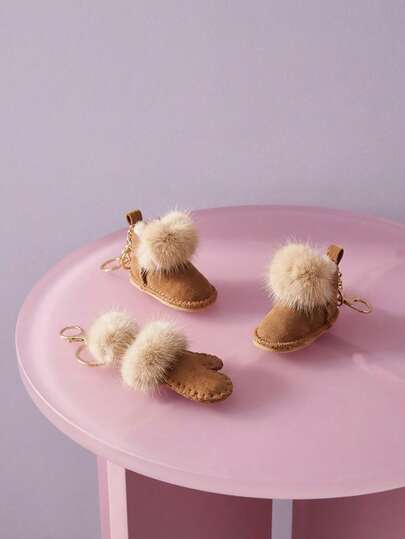 Joivida 3D Mink Plush Glove Ornaments Multi-Purpose Bag Pendant Car Keychain Backpack Decoration For Fall & Winter