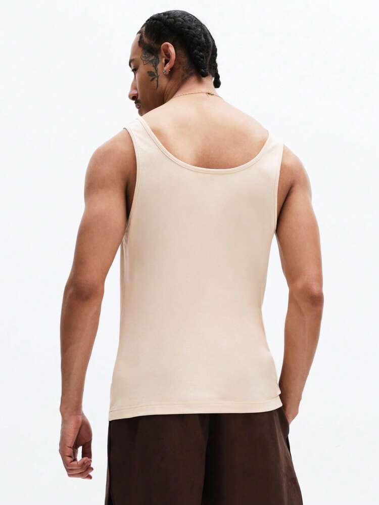 Washed Sleeveless Tank Top With Crew Neck