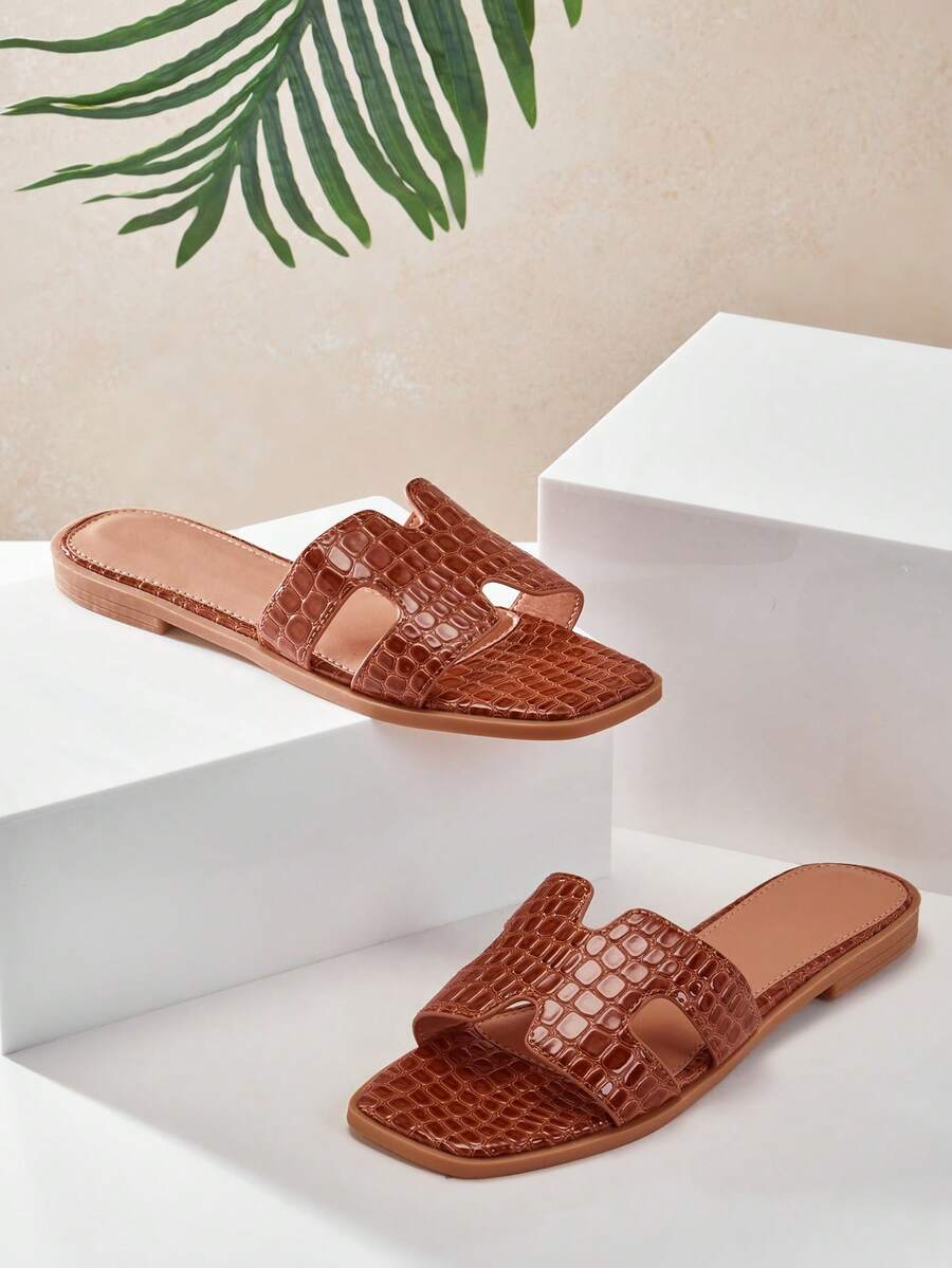 SHUZIA Women's Fashionable Versatile Casual Flat Sandals Summer Shoes Spring Shoes Spring Break Easter Vacation Shoes Casual Shoes Beach Shoes Mother's Day Present Valentine's Day - Chocolate Brown - View 1