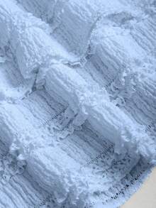 Sweetra Sexy Outfit - Asymmetrical Shoulder Top + Peplum Mini Skirt - Blue - View 5