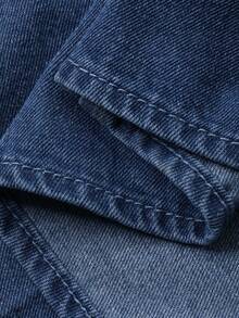 DAZY Women's Denim Suspender Dress, Korean Style Washed Elegant - Medium Wash - View 3