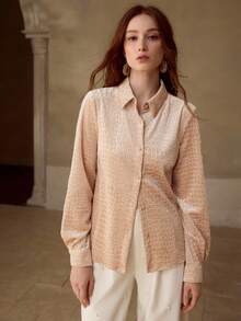 MOTF PREMIUM Blusa in velluto elasticizzato da donna, autunno/inverno - Albicocca - Visualizzare 4