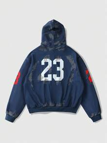 ROMWE MEN Prep Men's Casual Fashionable Zip-Up Hooded Sweatshirt Sweatshirt - Blue - View 5