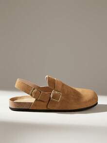 Solecia Women's New Half-Pack Slippers, Made Of Imitation Suede Suede Material, With A Heel Belt Design, Are Comfortable And Versatile, Suitable For Home Or Out Shopping. - dark brown - View 1