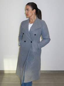 MDEdit 人字紋雙排扣大衣 - 灰色 - 查看 4