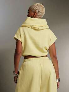 Denimoi Áo nỉ cổ cao có mũ, đa năng, chất liệu vải bông mềm mại, phong cách đường phố thời trang. - Màu Mù tạt vàng - Xem 5