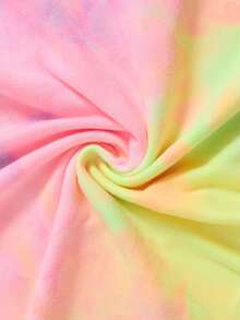 SHEIN 少女休闲街头风时尚扎染蝴蝶结印花T恤和打底裤两件套，百搭日常穿搭，Y2K风格 - 彩色 - 查看 7