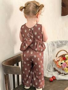 LMoss Kids 2件套女婴碎花无袖休闲上衣和打底裤套装 - 彩色 - 查看 2