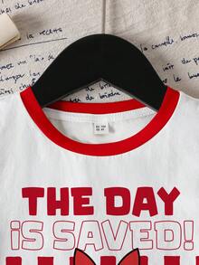 THE POWERPUFF GIRLS X SHEIN Young Girl Casual Daily Commute Versatile Cute Blossom Pattern , Bubbles Pattern Short Sleeve White T-Shirt, Summer - White - View 4