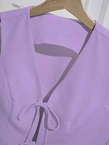 Franclia 女士夏季休闲通勤纯色系带吊带背心和裙裤两件套 - 紫色 - 查看 5