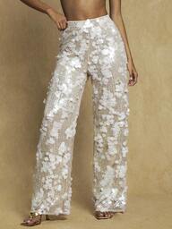 Glamine Hochtaillierte, weite, beige Hose mit Pailletten für Urlaubspartys, Kostüme für Erwachsene, elegante Outfits für Frauen, Abendpants mit weitem Bein, hochwertige Paillettenhose für Frauen