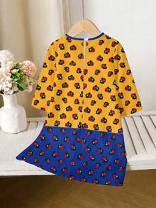 SHEIN Đầm maxi Kaftan thanh lịch, cổ điển, độc đáo, trang nhã dành cho bé gái, họa tiết hoa, màu đỏ tía hồng, phối vàng và xanh lam, thích hợp cho mùa xuân/hè, lễ hội, quý cô thanh lịch, đầm maxi dài tay cổ chữ V dáng rộng kiểu Ả Rập, thích hợp cho các buổi lễ kỷ niệm, mặc hàng ngày, đi chơi, kỳ nghỉ vui vẻ, Abaya, trang phục truyền thống Ả Rập, Jalabiya, Abaya - Nhiều màu - Xem 3