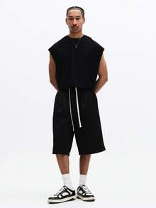 SUMWON Sleeveless Tonal Graphic Tank Top Round Neck Casual Everyday Wear Summer Spring Comfort Fit Cotton Blend - Black - View 3