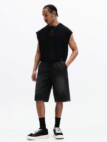 SUMWON Sleeveless Graphic Tank Top With Back Print Statement Design Crew Neck Summer Casual Wear - Black - View 3