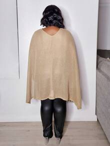 Truni Pantalones pitillo de cintura alta de unicolor de piel sintética (PU) con abertura en el bajo para mujeres de talla grande, para figura de Body en forma de pera - Negro - Ver 6