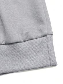 SHEIN LUNE 女士休闲日常通勤百搭蝴蝶结图案落肩宽松圆领卫衣，春秋季 - 灰色 - 查看 5