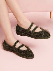 CUCCOO DOLLMOD 女士经典舒适玛丽珍平底鞋，酒红色，亮面，优雅，适合圣诞节、感恩节派对 - 橄欖綠 - 查看 3