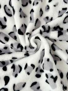 Elamini Women's Autumn/Winter Fashion Leopard Print Thermal Lined Zip-Up Hoodie And Drawstring Flare Pants 2-Piece Set, Casual Sporty Versatile - Black and White - View 3