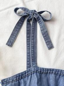 Soleia Women's Casual Vacation Denim Romper - Medium Wash - View 3