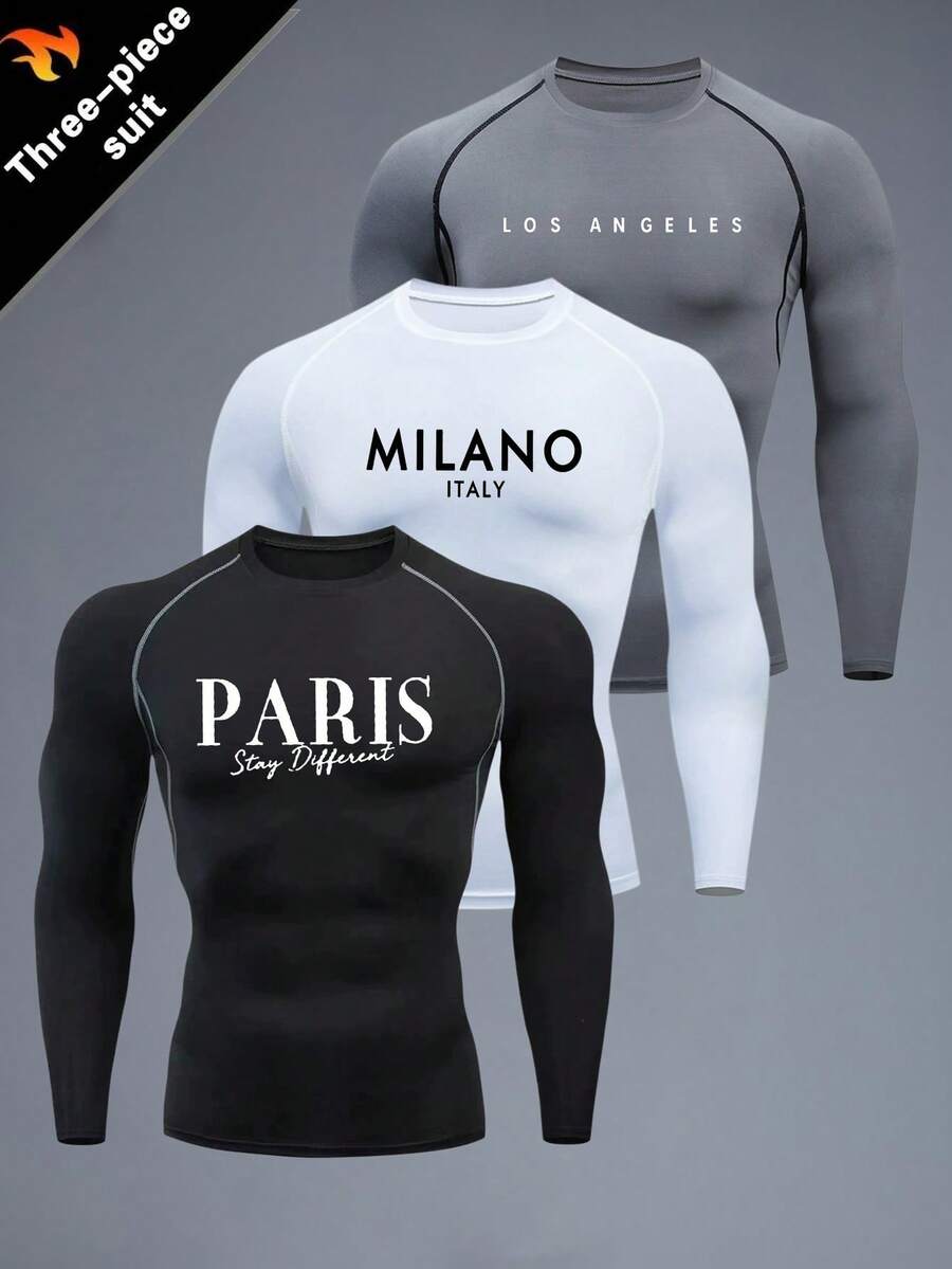 Manfinity EMRG Men's Crew Neck Long Sleeve Raglan Casual Sports T-Shirt Compression Shirt Men - Black - View 1