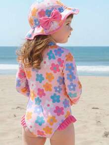 SHEIN 1 pieza Mono de baño cómodo y casual con estampado de dibujos animados lindos y versátil para bebé niño, adecuado para vacaciones, primavera/verano - Multicolor - Ver 3