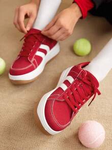 CUCCOO EASI 春秋时尚百搭厚底增高前系带女式休闲鞋防水桌鞋白色鞋 - 藍色 - 查看 6