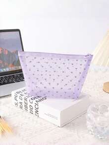 1件套心形印花网眼化妆包套装，带拉链的便携式收纳整理包，适合家庭、办公室、旅行，是圣诞礼物的理想之选，波西米亚紫色 - 紫色 - 查看 8