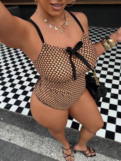 Slaydiva 2026 New Sexy Plaid Ruched Plus Size One-Piece Swimsuit, Slimming Fashion Beach Holiday Swimwear