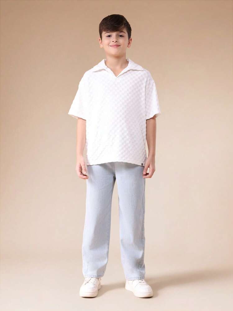 Kurzarm-Poloshirt mit Struktur und Kragen