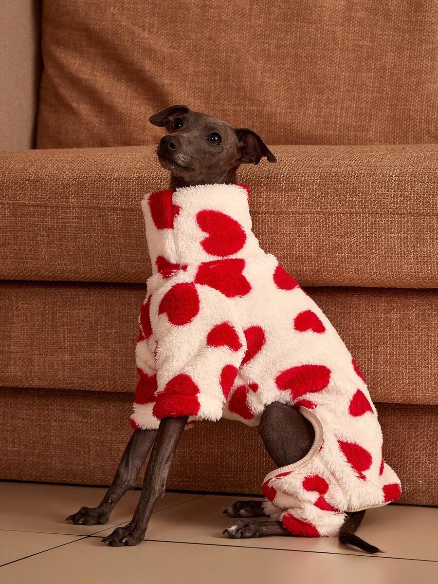 PETSIN Pawparrel 1pc Pet Autumn/Winter Fashion Double Sided Plush Warm And Elastic Comfortable Dog High Collar Jumpsuit - Multicolor - View 1