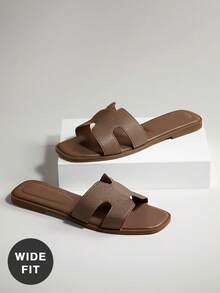 SHUZIA Sandal đế bằng dáng rộng thoải mái dành cho nữ, thích hợp mang hàng ngày, đi nghỉ mát. - Màu be - Xem 8