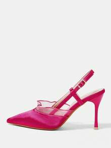 CUCCOO HITCHD Women's Pointed Toe Buckle Design Fashionable High Heels, Versatile For Daily Wear Wedding Shoes Spring Shoes Bride Shoes - Hot Pink - View 8