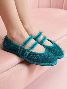 CUCCOO DOLLMOD Giày bệt Mary Jane cổ điển thoải mái dành cho nữ, màu đỏ tía, sáng bóng, thanh lịch cho Giáng sinh, tiệc Lễ Tạ ơn - Nước đá - Xem 3