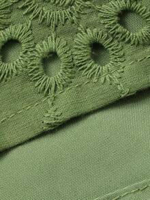 DAZY Women's V-Neck Fresh Lace Ruffled Hem Korean Style Midi Dress, Summer - Green - View 4