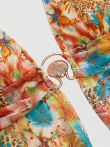 ROMWE Y2K Retro Sexy Draped Neck Rhinestone Embellished Pink Camisole For Women - Orange - View 4