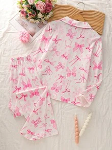 Bộ đồ ngủ cho bé gái tuổi teen, họa tiết hoa, mây và mặt cười phủ khắp bộ, áo dài tay cài cúc phía trước và quần dài, chất liệu chống cháy, thời trang và thanh lịch. - Màu Hồng baby - Xem 2